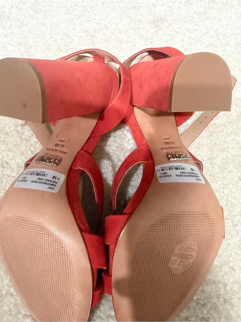 SCHUTZ Red Suede Strappy Heels
